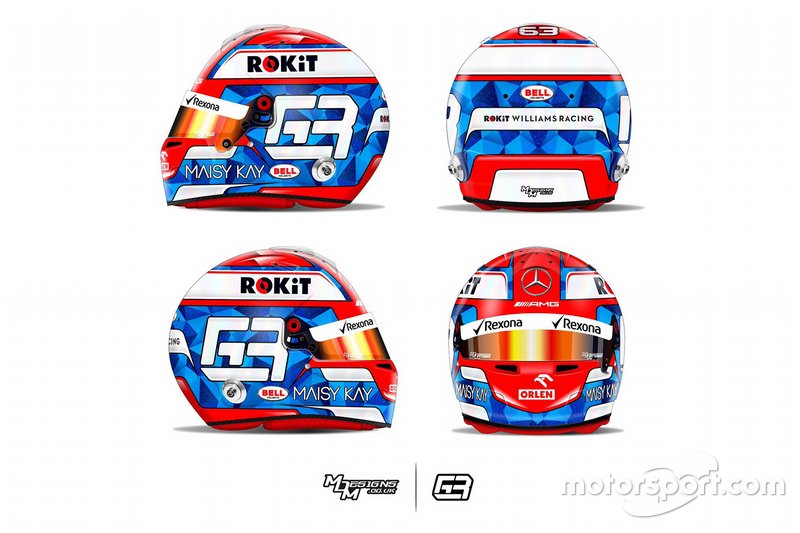 El casco de George Russell para el GP de Abu Dhabi