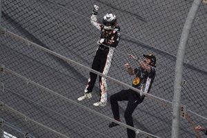 Noah Gragson, JR Motorsports, Chevrolet Camaro celebrates his win