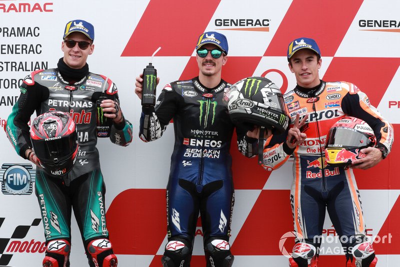 Polesitter Maverick Vinales, 2. Fabio Quartararo, 3. Marc Marquez
