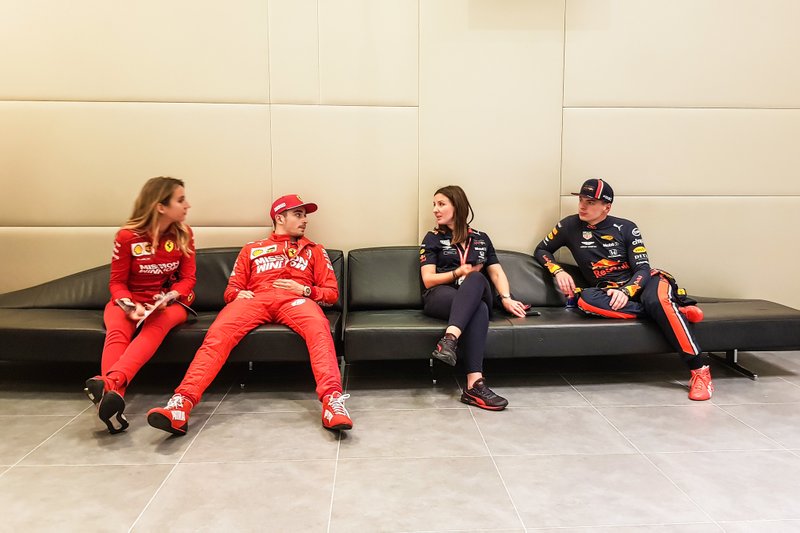 Charles Leclerc, Ferrari y Max Verstappen, Red Bull Racing