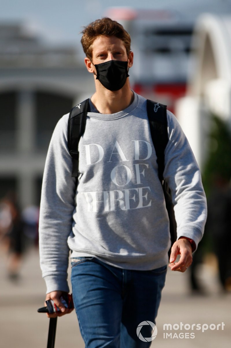 Romain Grosjean, Haas F1, arrives at the circuit