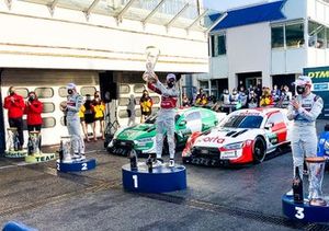 Champion Rene Rast, Audi Sport Team Rosberg, second place Nico Muller, Audi Sport Team Abt Sportsline, third place Robin Frijns, Audi Sport Team Abt Sportsline