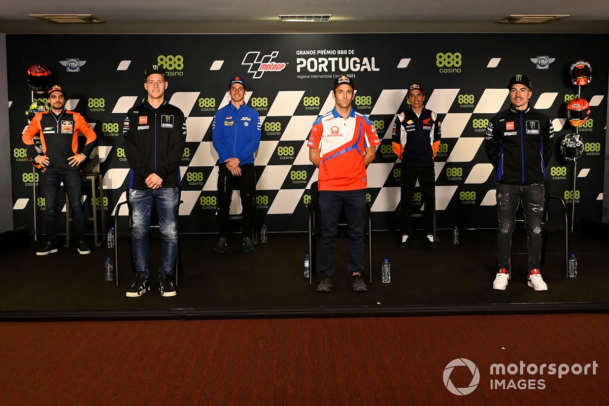 Miguel Oliveira, Red Bull KTM Factory Racing, Fabio Quartararo, Yamaha Factory Racing, Joan Mir, Team Suzuki MotoGP, Johann Zarco, Pramac Racing, Marc Márquez, Repsol Honda Team, Maverick Viñales, Yamaha Factory Racing