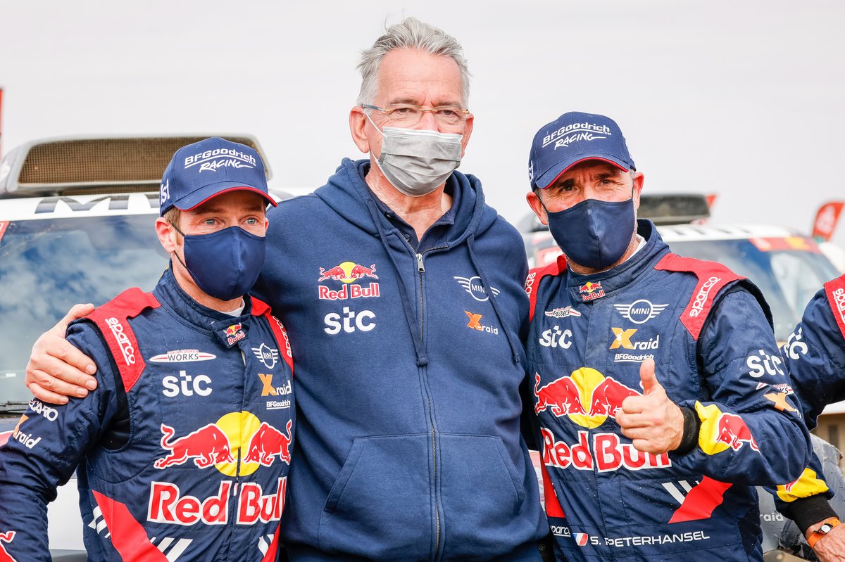Sven Quandt, owner of X-Raid Team, with #302 X-Raid Mini JCW Team: Stéphane Peterhansel, Edouard Boulanger