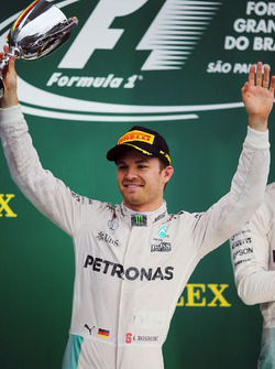 Nico Rosberg, Mercedes AMG F1 celebrates his second position on the podium
