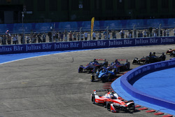 Felix Rosenqvist, Mahindra Racing, leads at the start of the race