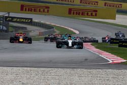 Lewis Hamilton, Mercedes-Benz F1 W08  leads at the start of the race