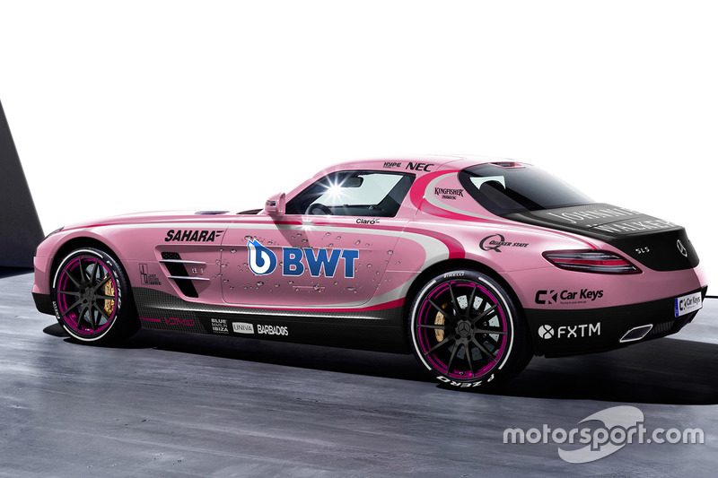 Mercedes Benz SLS AMG en livery de Force India Pink