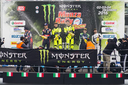 Podium: winners Valentino Rossi, Carlo Cassina, second place Daniel Sordo, Marc Marti, third place M
