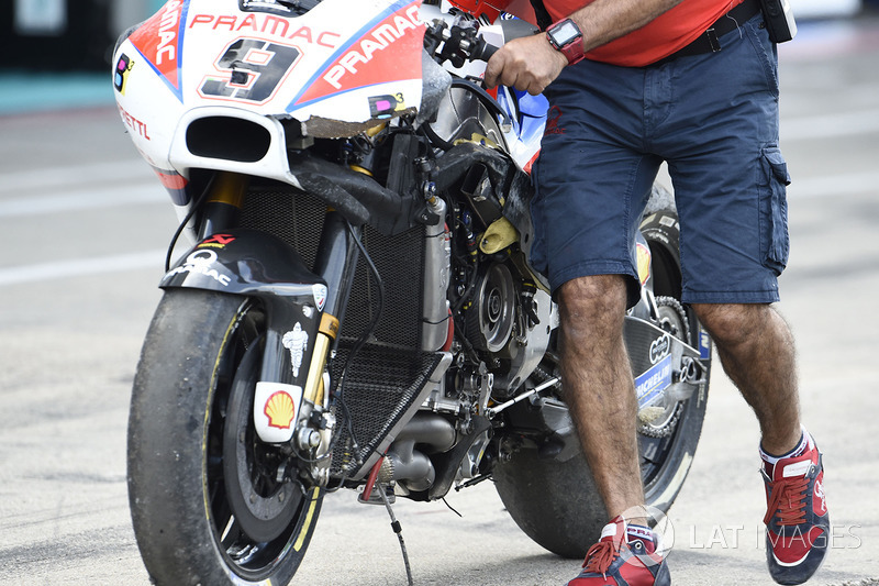 Danilo Petrucci, Pramac Racing crashed bike