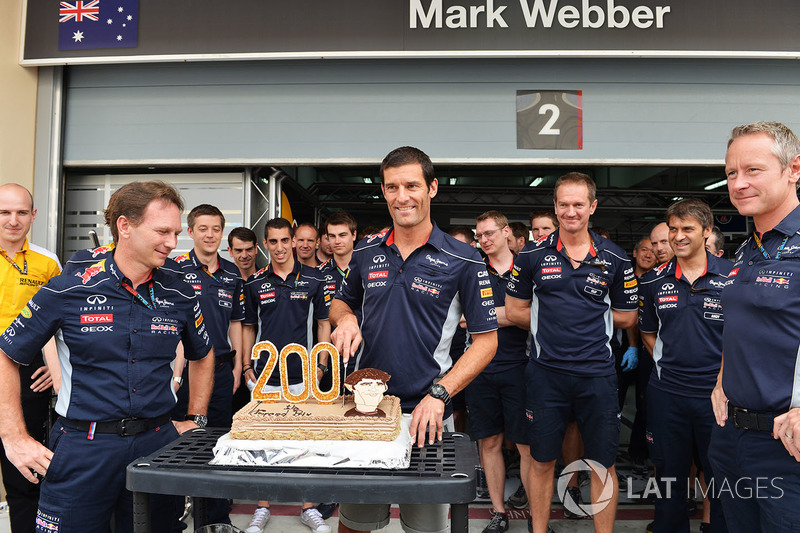 Mark Webber, Red Bull Racing, feiert seinen 200. Grand Prix