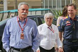 Chase Carey, Formula One Group Chairman with Bernie Ecclestone and Christian Horner, Red Bull Racin