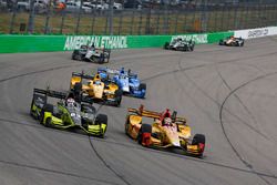 Charlie Kimball, Chip Ganassi Racing Honda, Ryan Hunter-Reay, Andretti Autosport Honda