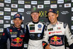 Podium : le vainqueur Johan Kristoffersson, PSRX Volkswagen Sweden, VW Polo GTi, le deuxième Sebastien Loeb, Team Peugeot-Hansen, Peugeot 208 WRX, le troisième Mattias Ekström, EKS, Audi S1 EKS RX Quattro