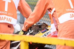 Marc Marquez, Repsol Honda Team, crashed bike