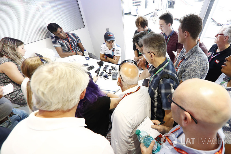 Felipe Massa, Williams, talks to reporters