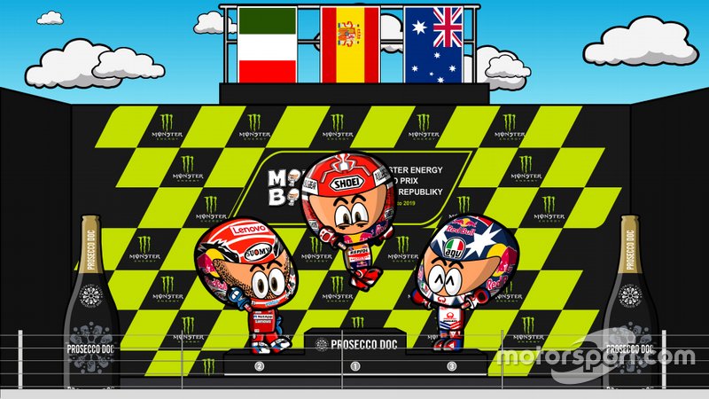 El podio del GP de la República Checa de MotoGP 2019, por MiniBikers