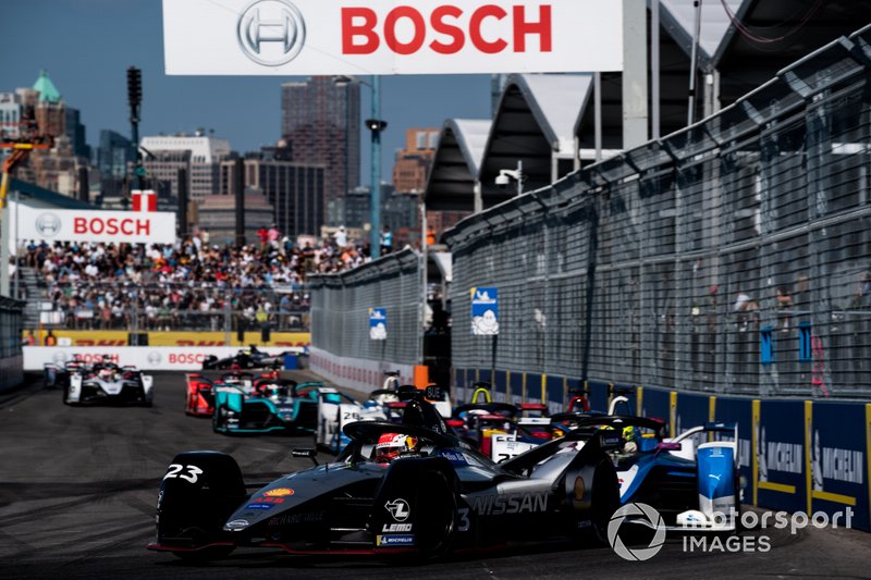 Sébastien Buemi, Nissan e.Dams, Nissan IMO1, Alexander Sims, BMW I Andretti Motorsports, BMW iFE.18, Daniel Abt, Audi Sport ABT Schaeffler, Audi e-tron FE05