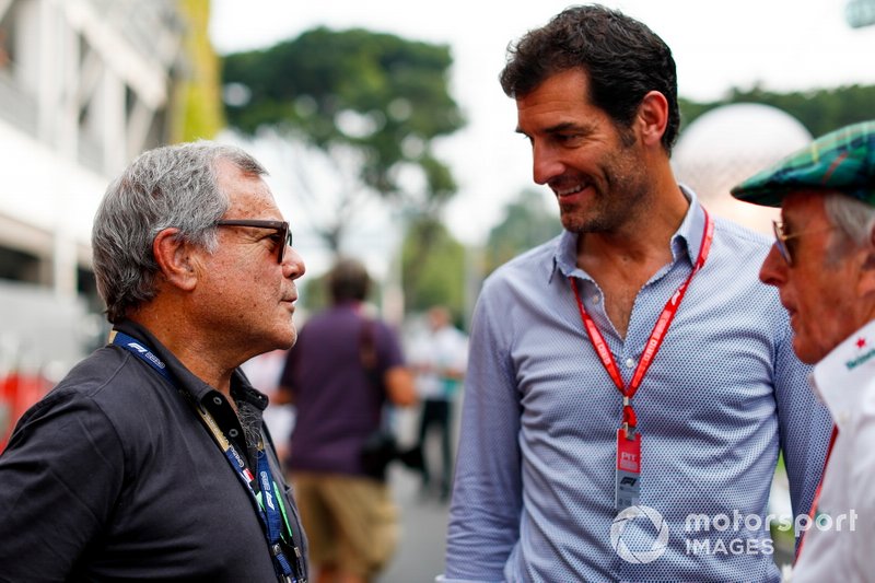 Sir Martin Sorrell, Mark Webber, Presenter and Sir Jackie Stewart, 3-time F1 Champion