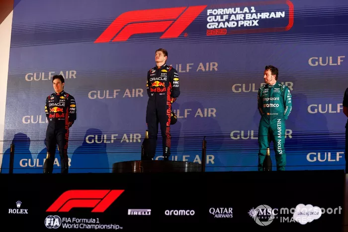 2023. 1 Max Verstappen, 2. Sergio Pérez, 3. Fernando Alonso