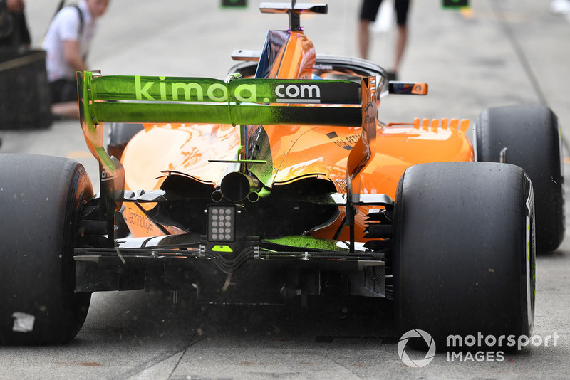 McLaren MCL33 with aero paint on rear wing