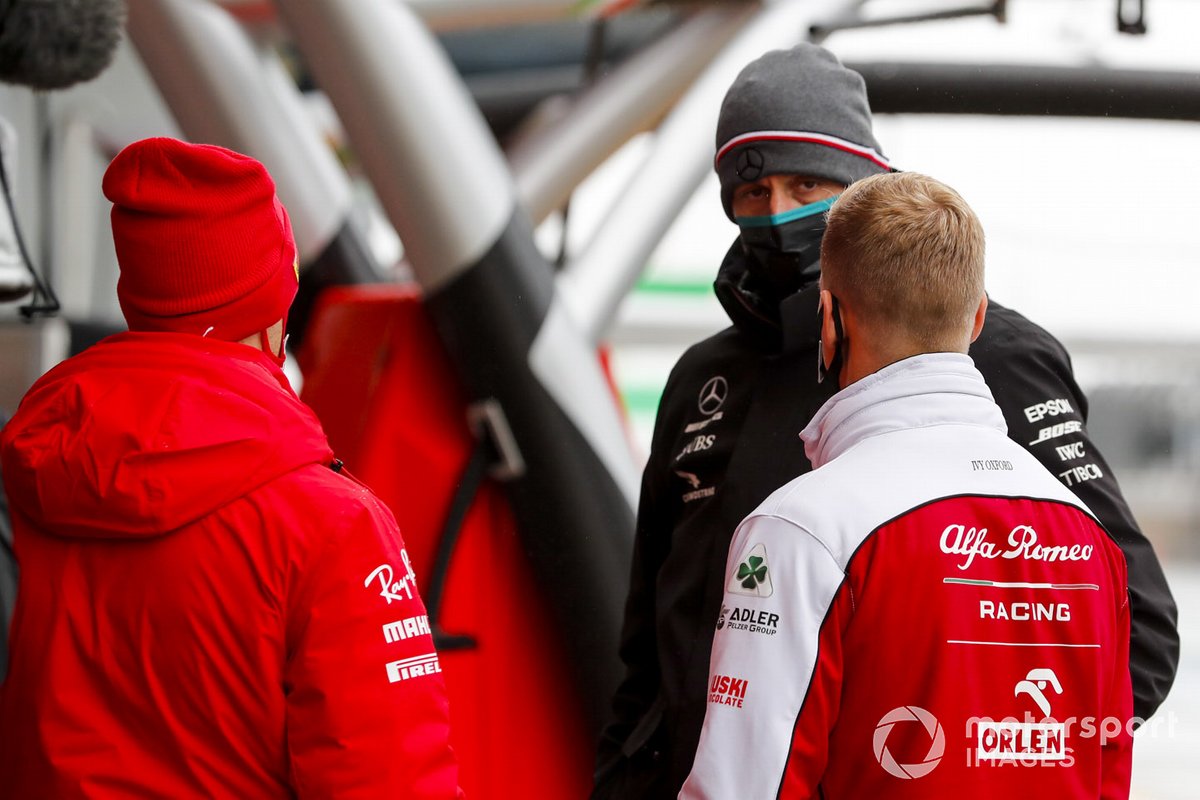 Sebastian Vettel, Ferrari, Mick Schumacher, Alfa Romeo e Toto Wolff, Mercedes AMG