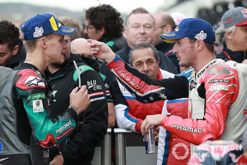 Il secondo classificato Fabio Quartararo, Petronas Yamaha SRT, il terzo classificato Jack Miller, Pramac Racing