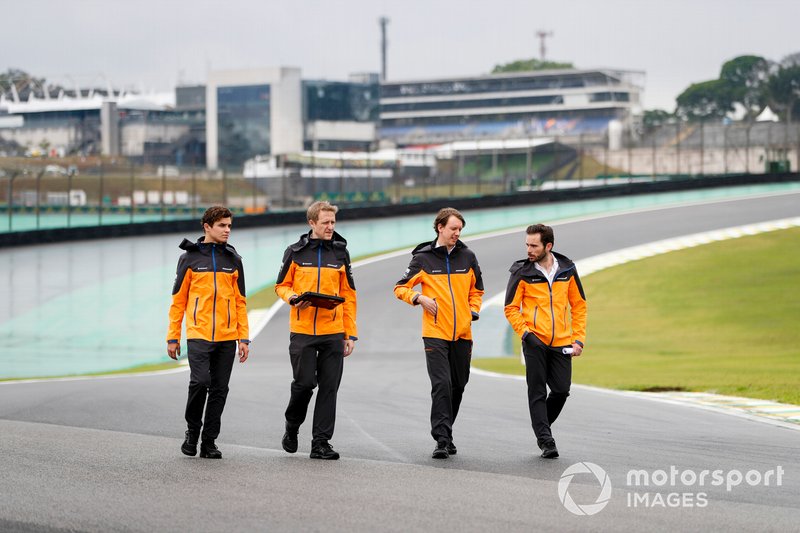 Lando Norris, McLaren walks the track