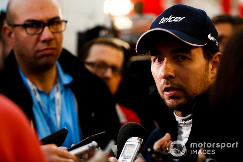 Sergio Perez, Racing Point speaks to the media