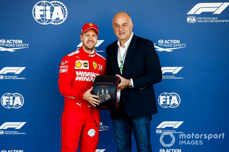 Pole Sitter Sebastian Vettel, Ferrari with the Pirelli Pole Position Award