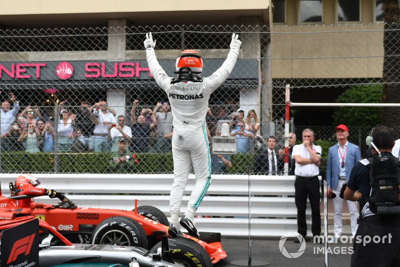 Lewis Hamilton, Mercedes AMG F1, 1st position, celebrates after the race