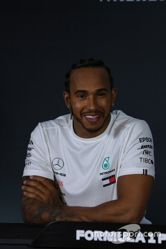 Lewis Hamilton, Mercedes AMG F1, in the post Qualifying Press Conference