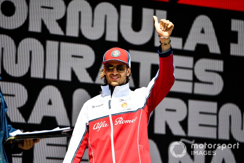 Antonio Giovinazzi, Alfa Romeo Racing on stage at the Fan Zone