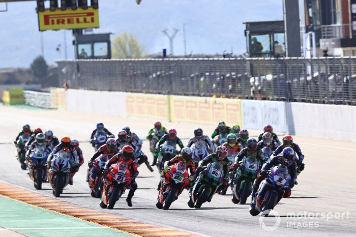 Race start, Toprak Razgatlioglu, Pata Yamaha WorldSBK, Jonathan Rea, Kawasaki Racing Team WSBK, Álvaro Bautista, Aruba.it Racing Ducati