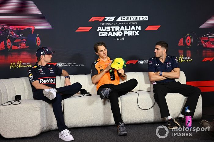 Max Verstappen, Red Bull Racing, Oscar Piastri, McLaren, Jack Doohan, Alpine en la rueda de prensa
