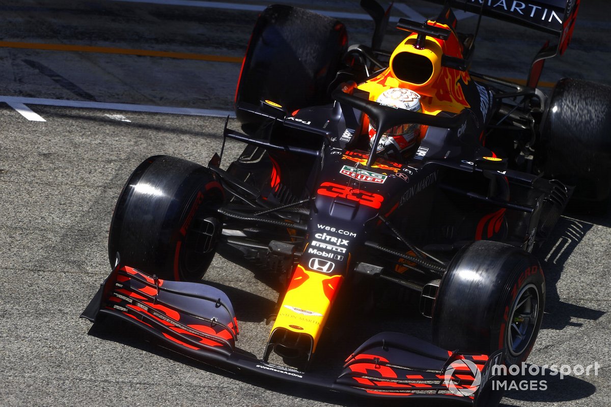 Max Verstappen, Red Bull Racing RB16, leaves the garage