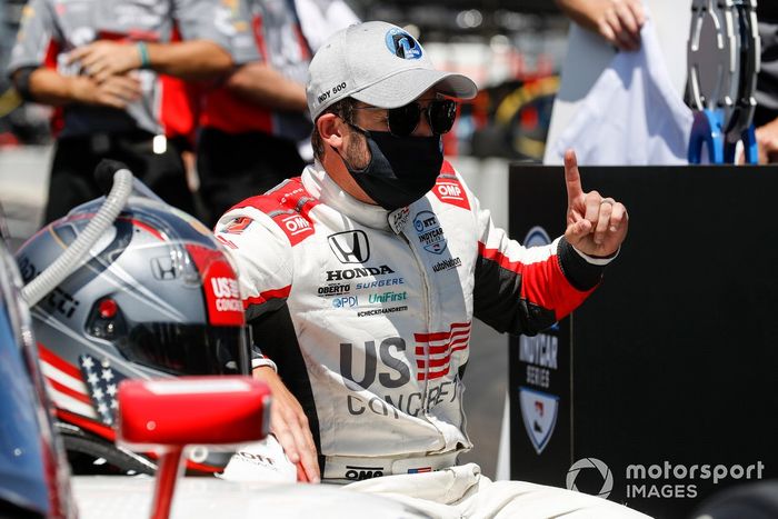 Marco Andretti, Andretti Herta with Marco & Curb-Agajanian Honda, celebra la pole position