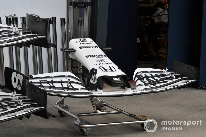 A spare AlphaTauri nose and front wing