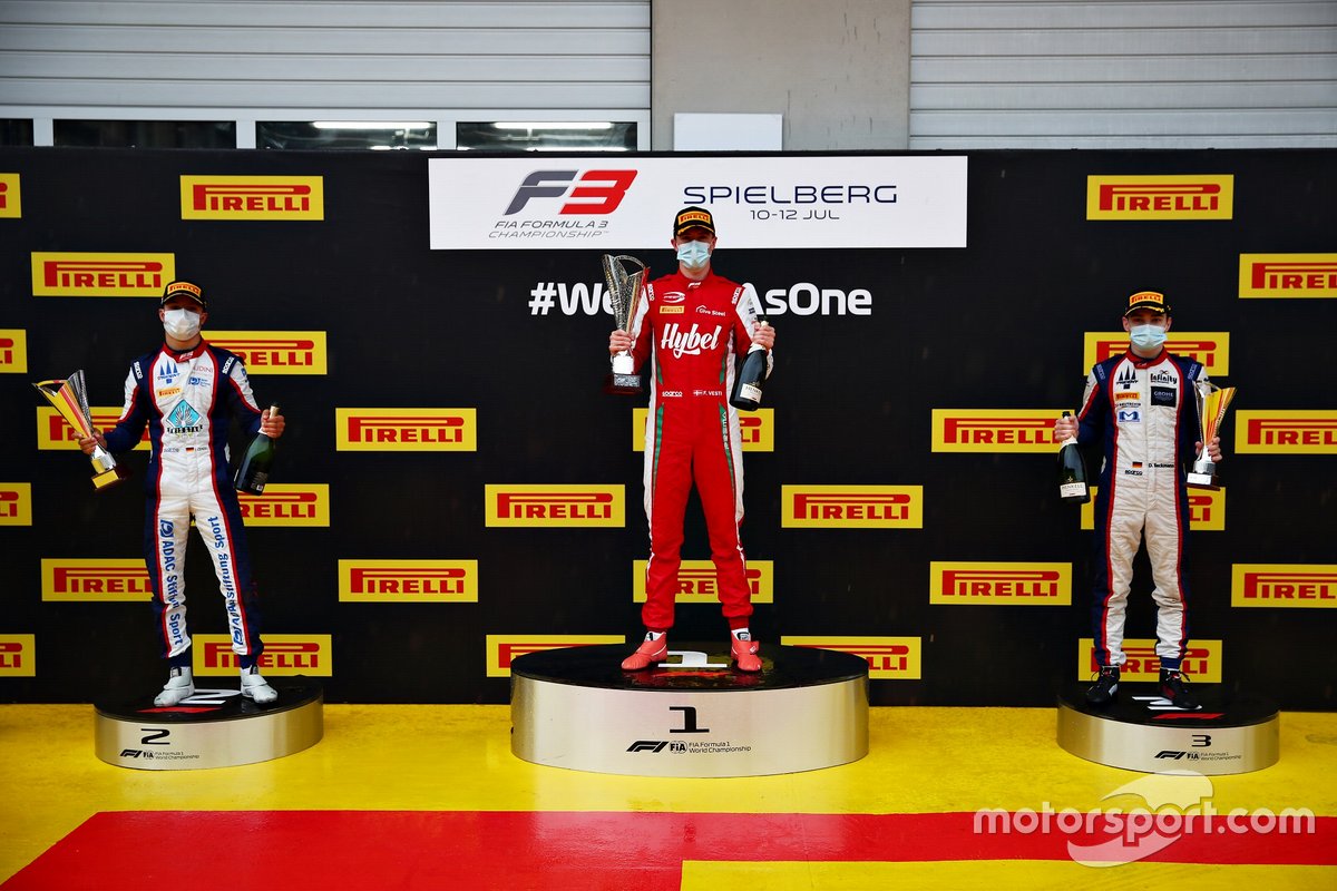 Podio: Frederik Vesti, Prema Racing, Lirim Zendeli, Trident, David Beckmann, Trident