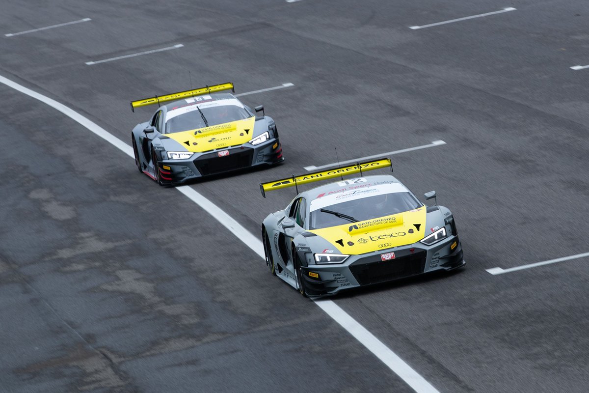 #12 Audi Sport Italia, Audi R8 LMS GT3 Evo: Riccardo Agostini-Lorenzo Ferrari, #14 Audi Sport Italia, Audi R8 LMS GT3 Evo: Daniel Mancinelli, Vito Postiglione