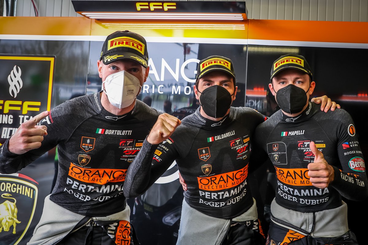 #63 Orange 1 FFF Racing Team Lamborghini Huracan GT3 Evo: Mirko Bortolotti, Marco Mapelli, Andrea Caldarelli