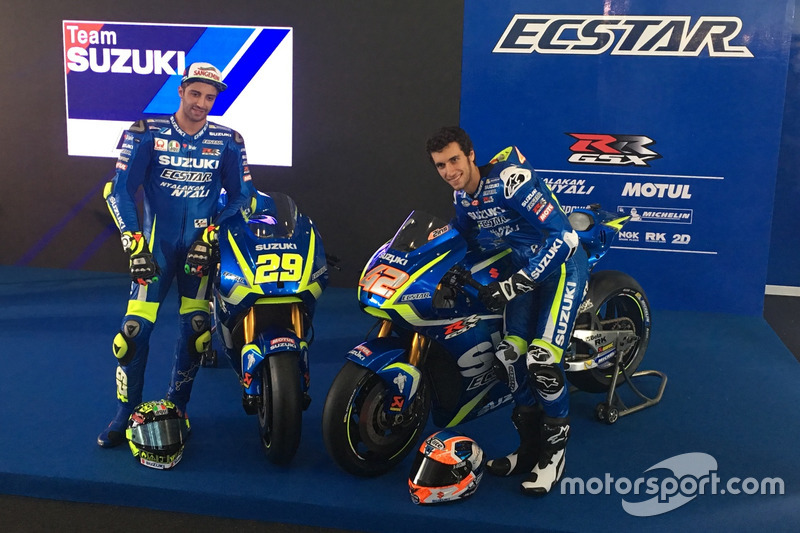Andrea Iannone and Alex Rins with the 2017 Suzuki MotoGP