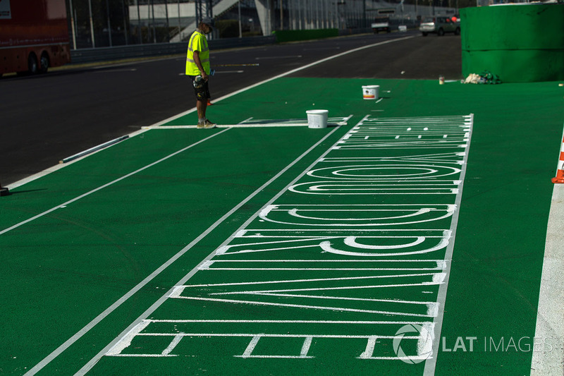 Track signage is painted