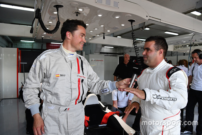 Zsolt Baumgartner, F1 Experiences 2-Seater driver and F1 Experiences 2-Seater passenger Thomas Senecal, Journalist and Presenter for Canal