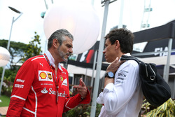 Maurizio Arrivabene, Ferrari Team Principal and Toto Wolff, Mercedes AMG F1 Director of Motorsport