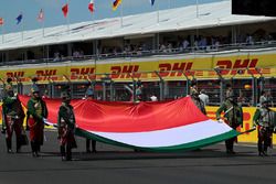 National Anthem is observed with Hungarian Flag on the grid