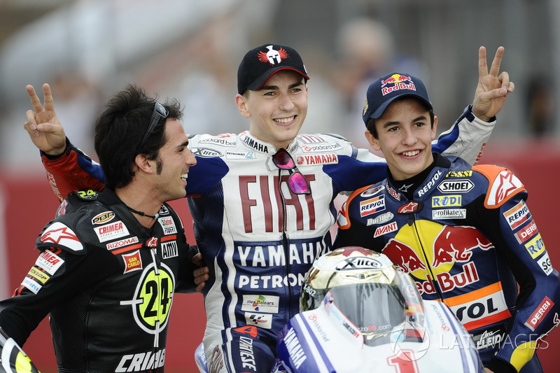 Toni Elias, Jorge Lorenzo, Yamaha, Marc Marquez 2010 World Champions