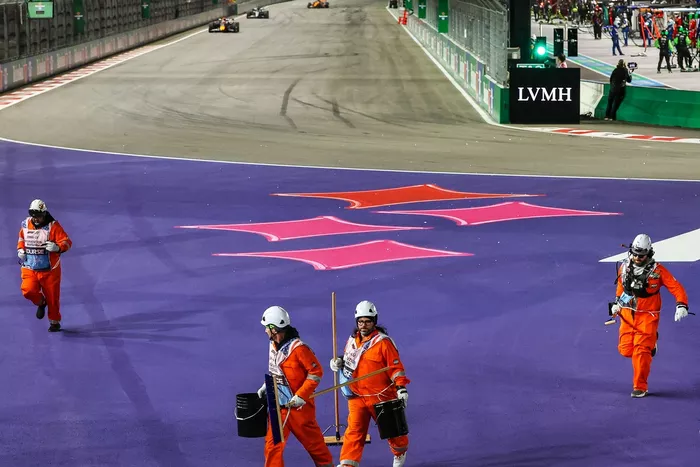 Marshals clean up debris on track