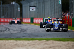 Marcus Ericsson, Sauber C35 leads team mate Felipe Nasr, Sauber C35