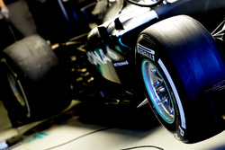 Pirelli tyre on a Mercedes AMG F1 W07 Hybrid